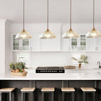 Industrial Ribbed Glass Pendant Light E27 Brass Base