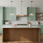 Industrial Ribbed Glass Pendant Light E27 Brass Base