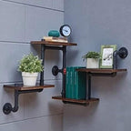 Industrial Rustic Modern Wood Ladder Pipe Wall Shelf