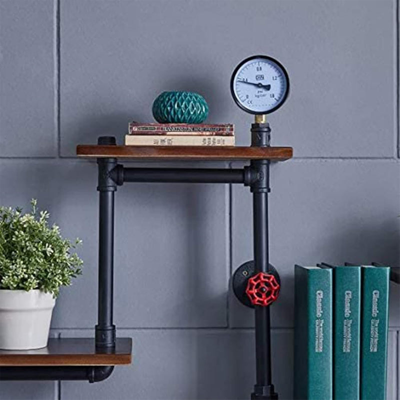 Industrial Rustic Modern Wood Ladder Pipe Wall Shelf