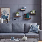 Industrial Rustic Modern Wood Ladder Pipe Wall Shelf