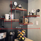 Industrial Rustic Modern Wood Ladder Pipe Wall Shelf