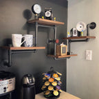 Industrial Rustic Modern Wood Ladder Pipe Wall Shelf