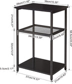 Industrial Side Table End Nightstand 3-Tier Storage Shelves