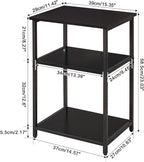 Industrial Side Table End Nightstand 3-Tier Storage Shelves