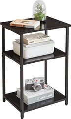 Industrial Side Table End Nightstand 3-Tier Storage Shelves