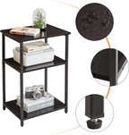 Industrial Side Table End Nightstand 3-Tier Storage Shelves