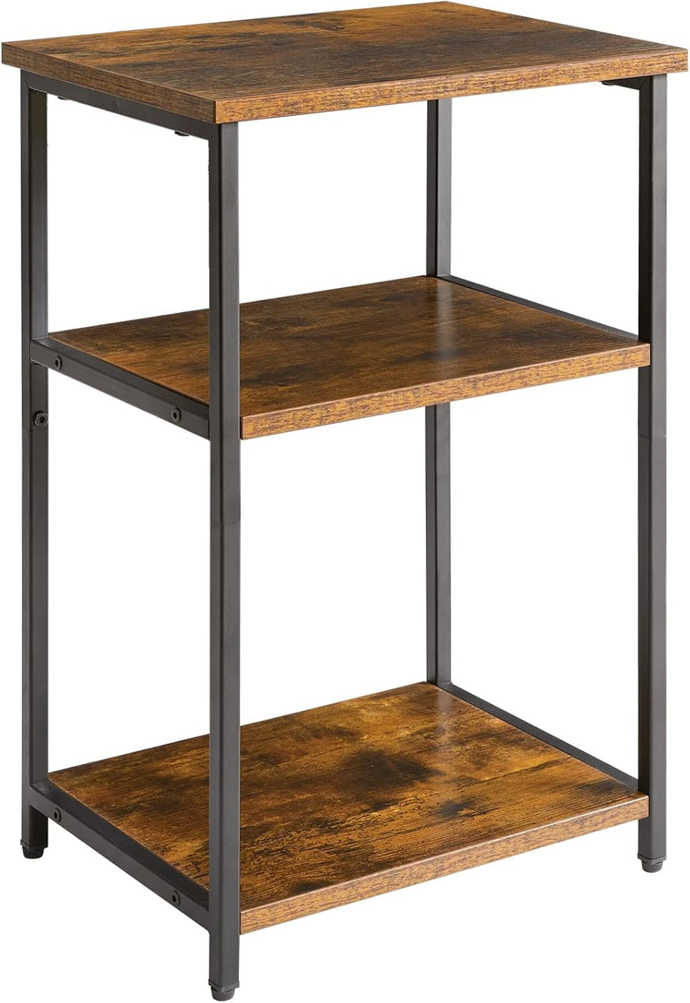Industrial Side Table End Nightstand 3-Tier Storage Shelves