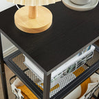 Industrial Side Table End Nightstand 3-Tier Storage Shelves