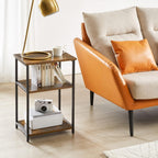 Industrial Side Table End Nightstand 3-Tier Storage Shelves