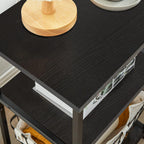Industrial Side Table End Nightstand 3-Tier Storage Shelves