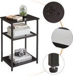 Industrial Side Table End Nightstand 3-Tier Storage Shelves