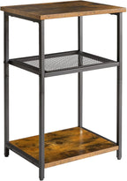 Industrial Side Table End Nightstand 3-Tier Storage Shelves