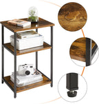 Industrial Side Table End Nightstand 3-Tier Storage Shelves