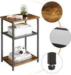 Industrial Side Table End Nightstand 3-Tier Storage Shelves