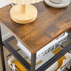 Industrial Side Table End Nightstand 3-Tier Storage Shelves