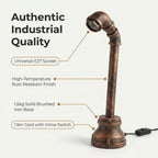 Industrial Steampunk Pipe Table Lamp Vintage Retro Desk