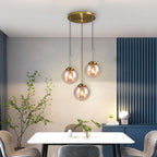 Industrial Vintage 3 Way Pendant Light with Brass