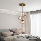 Industrial Vintage 3 Way Pendant Light with Brass