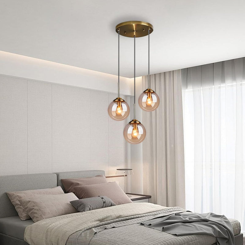 Industrial Vintage 3 Way Pendant Light with Brass