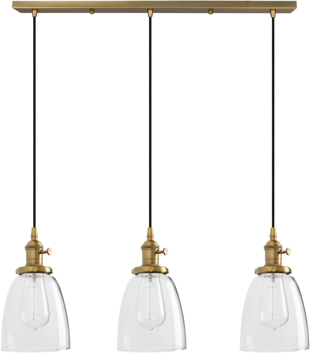 Industrial Vintage Loft Bar Chandelier Bell Clear Glass