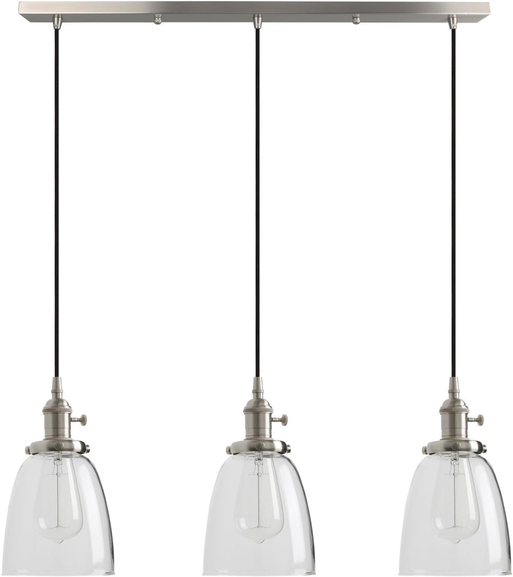 Industrial Vintage Loft Bar Chandelier Bell Clear Glass