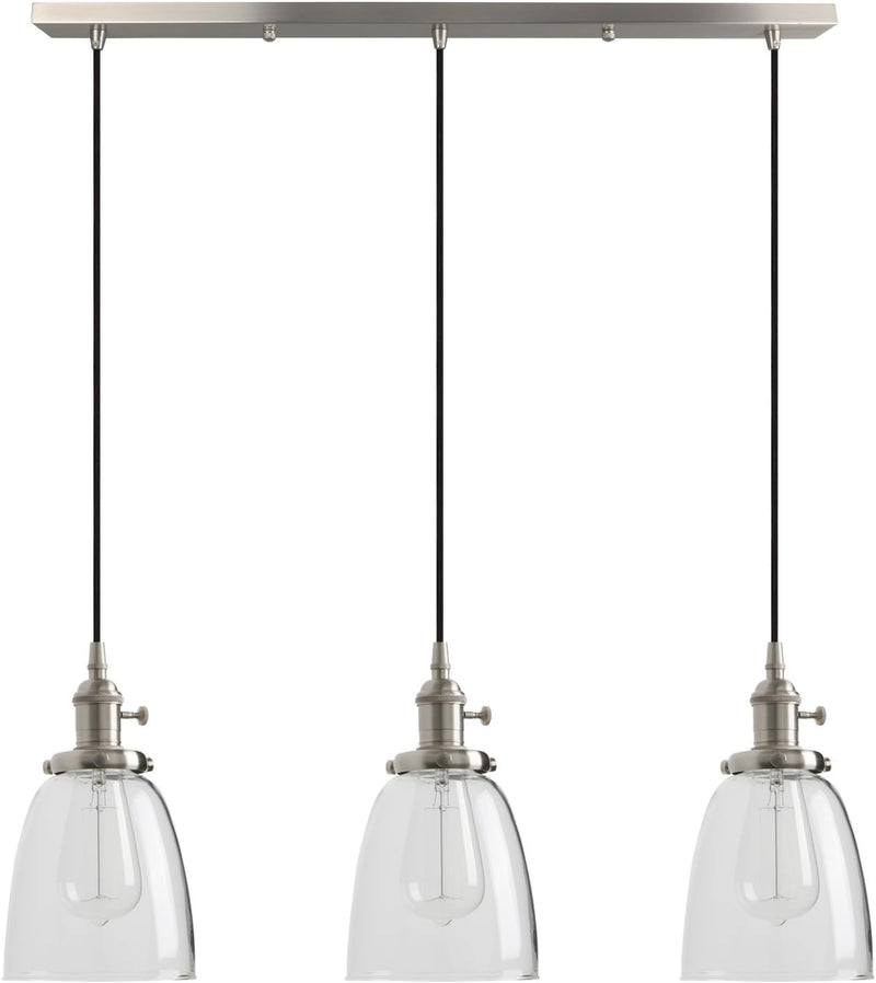 Industrial Vintage Loft Bar Chandelier Bell Clear Glass