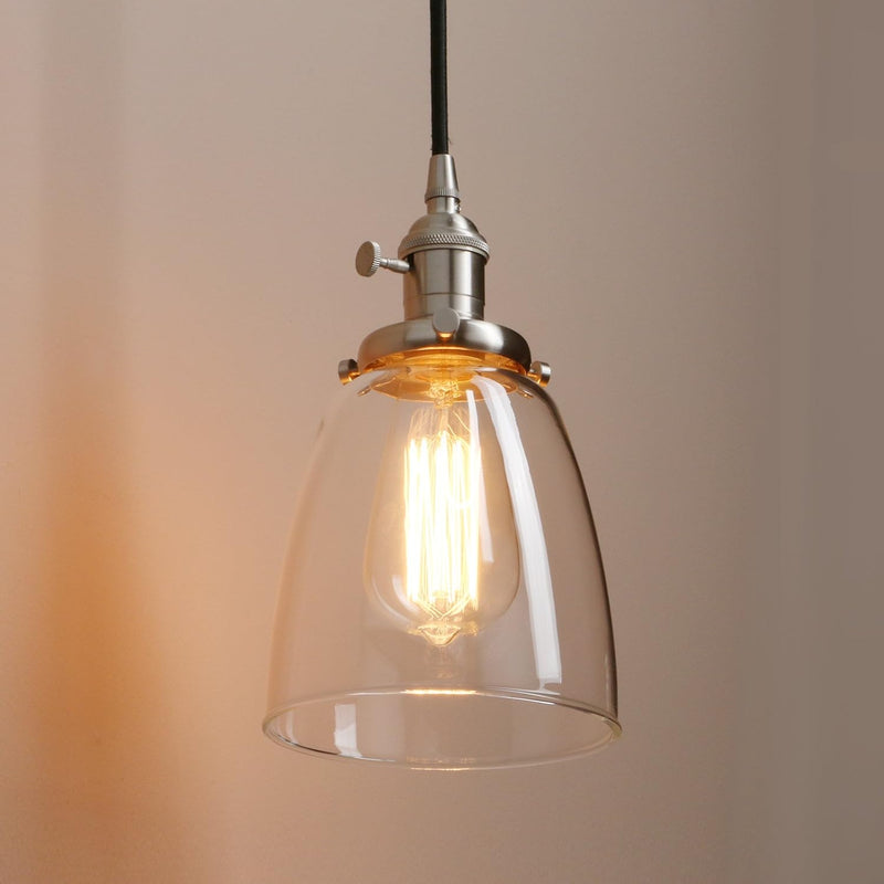 Industrial Vintage Loft Bar Chandelier Bell Clear Glass