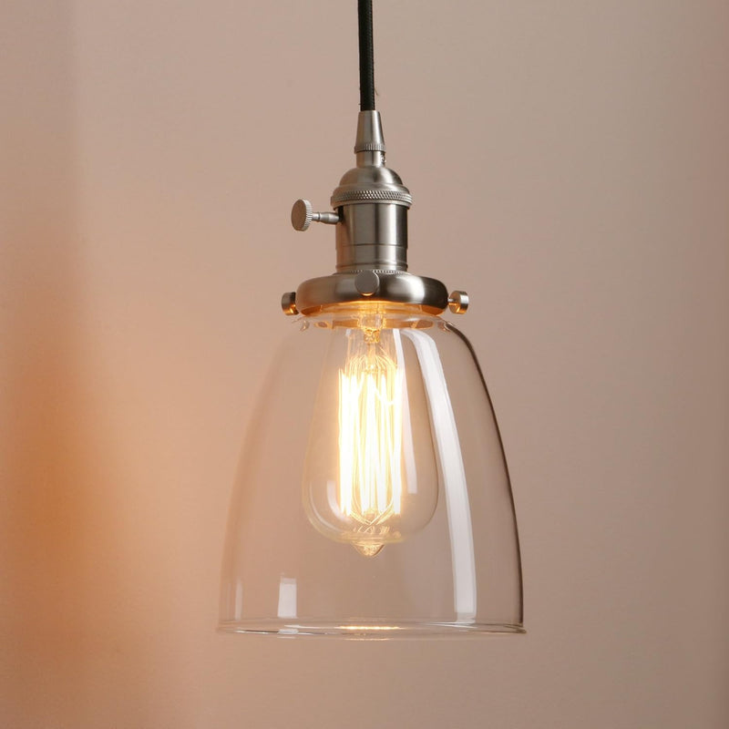 Industrial Vintage Loft Bar Chandelier Bell Clear Glass