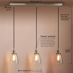 Industrial Vintage Loft Bar Chandelier Bell Clear Glass