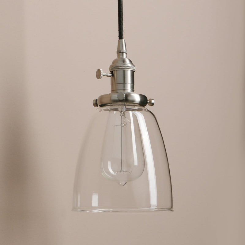Industrial Vintage Loft Bar Chandelier Bell Clear Glass