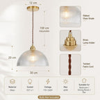 Industrial Ribbed Glass Pendant Light E27 Brass Base