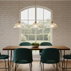 Industrial Ribbed Glass Pendant Light E27 Brass Base