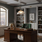 Industrial Ribbed Glass Pendant Light E27 Brass Base