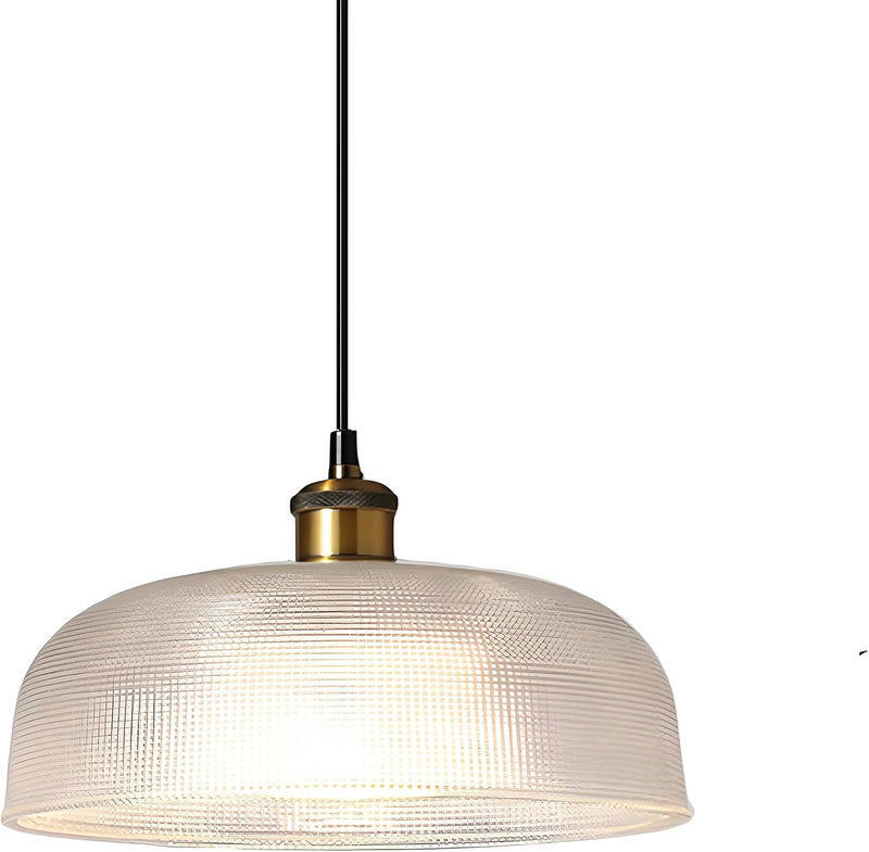 Industrial Vintage Pendant Light with Round Glass Shade