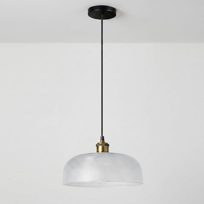 Industrial Vintage Pendant Light with Round Glass Shade