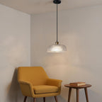 Industrial Vintage Pendant Light with Round Glass Shade