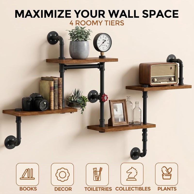 Industrial Vintage Pipe Shelf Desin Gbookshelf Diy Shelving