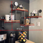 Industrial Vintage Pipe Shelf with Wood Wall Mount