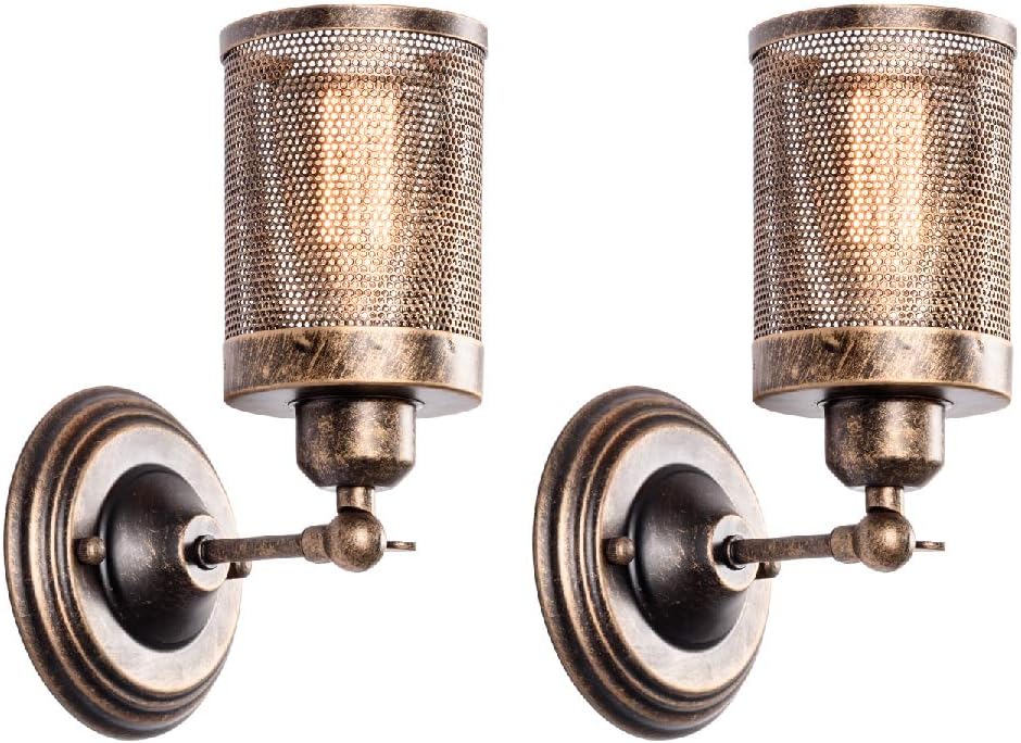 Industrial Wall Light Steampunk Metal Net Lampshade Interior (2 Pack)