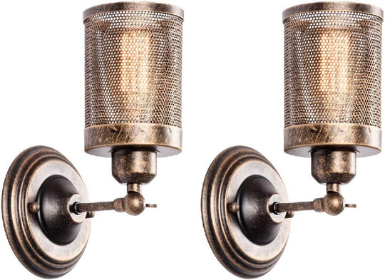 Industrial Wall Light Steampunk Metal Net Lampshade Interior (2 Pack)