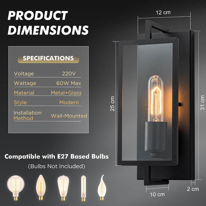 Industrial Wall Lights Sconce Lighting Metalglass (Set of 2)