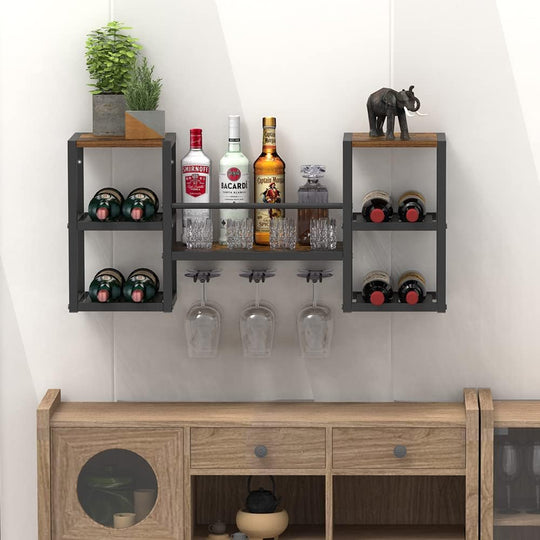 Industrial Wall Mounted Wine Rack with 3 Steam