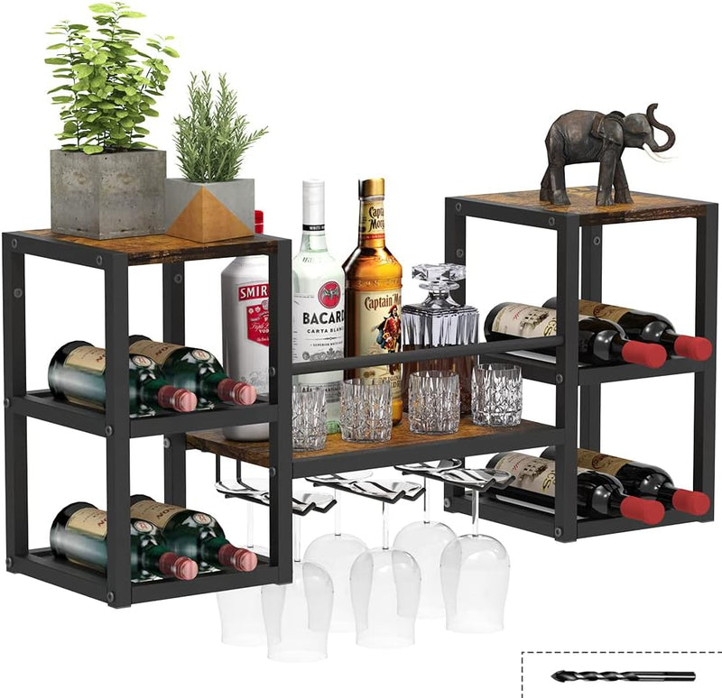 Industrial Wall Mounted Wine Rack with 3 Steam