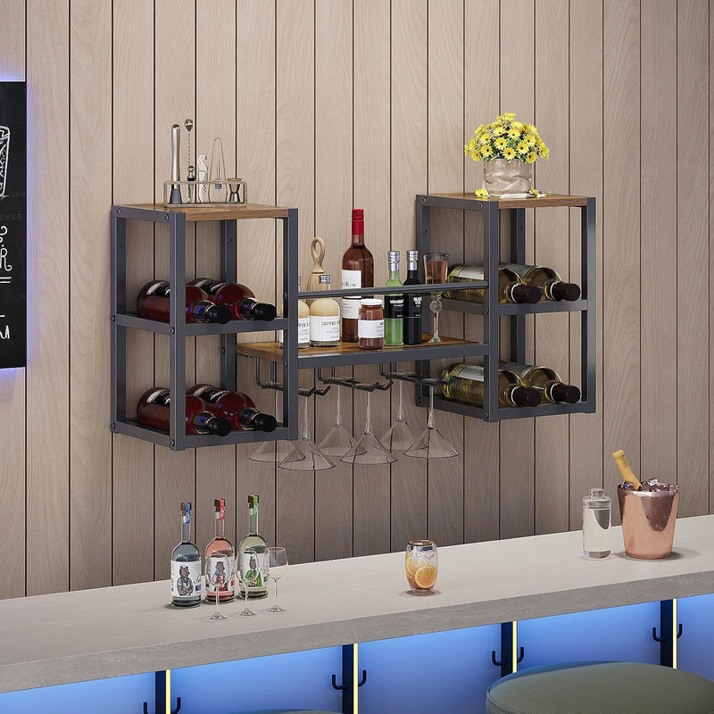 Industrial Wall Mounted Wine Rack with 3 Steam