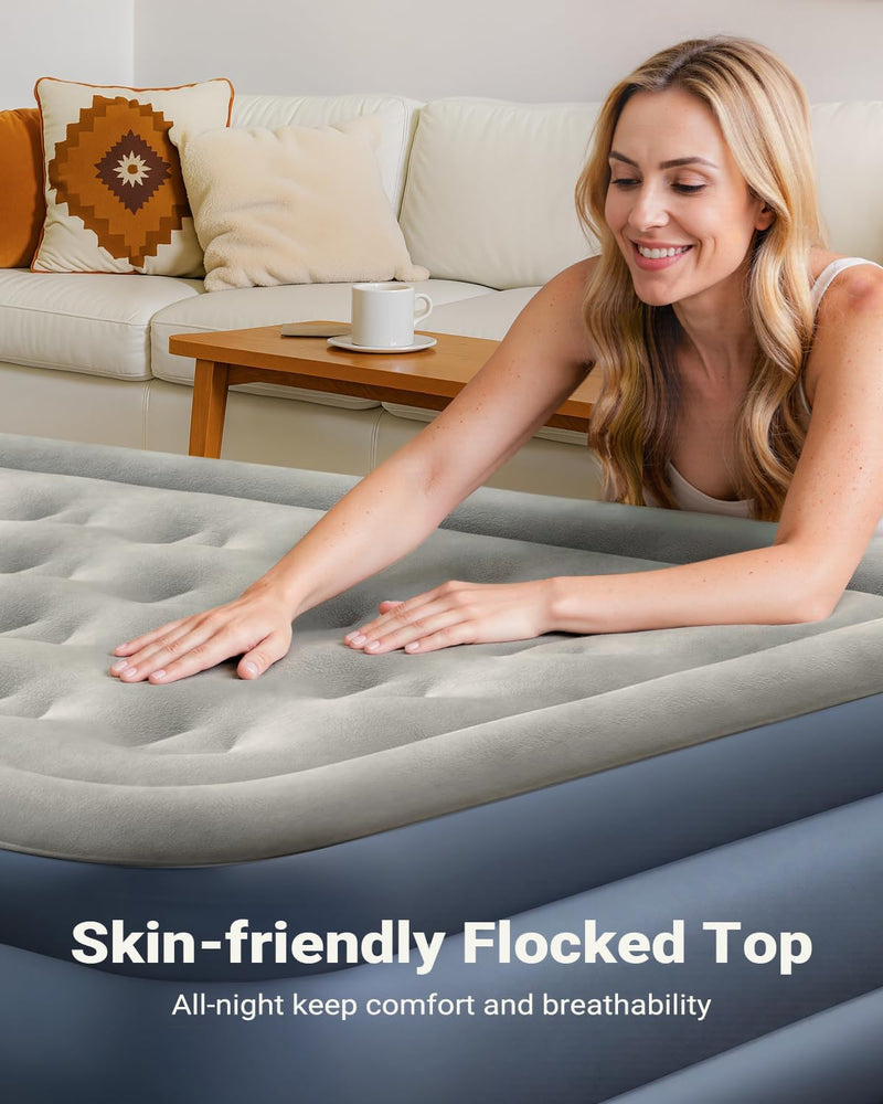 Inflatable Air Mattress Bed with Built-In Electric Pump