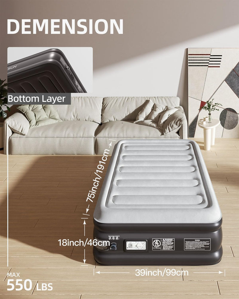 Inflatable Mattress Air Bed with Built-In Electric Pump