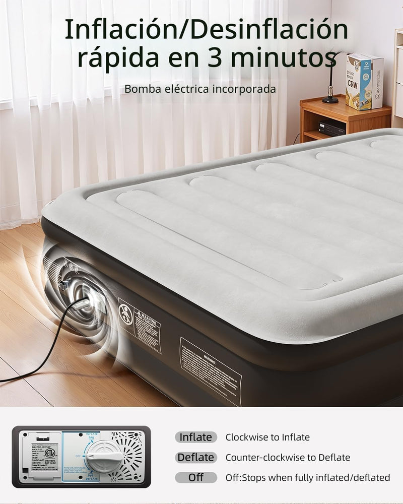 Inflatable Mattress Air Bed with Built-In Electric Pump