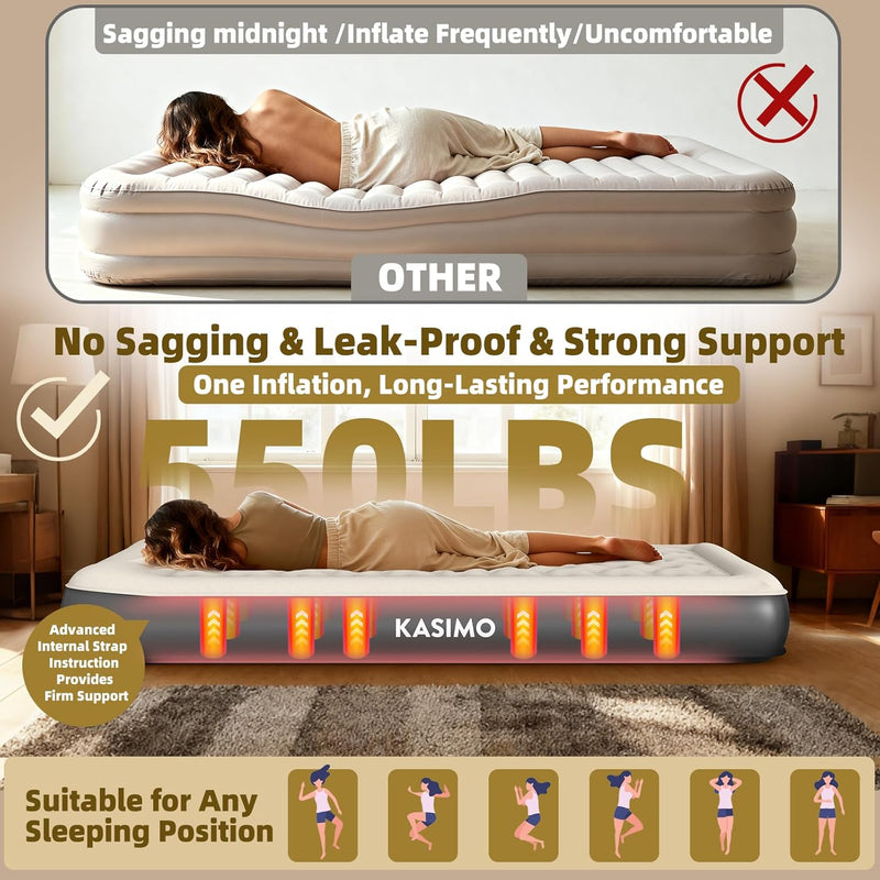 Inflatable Mattress Tpu Airbed with Built-In Battery
