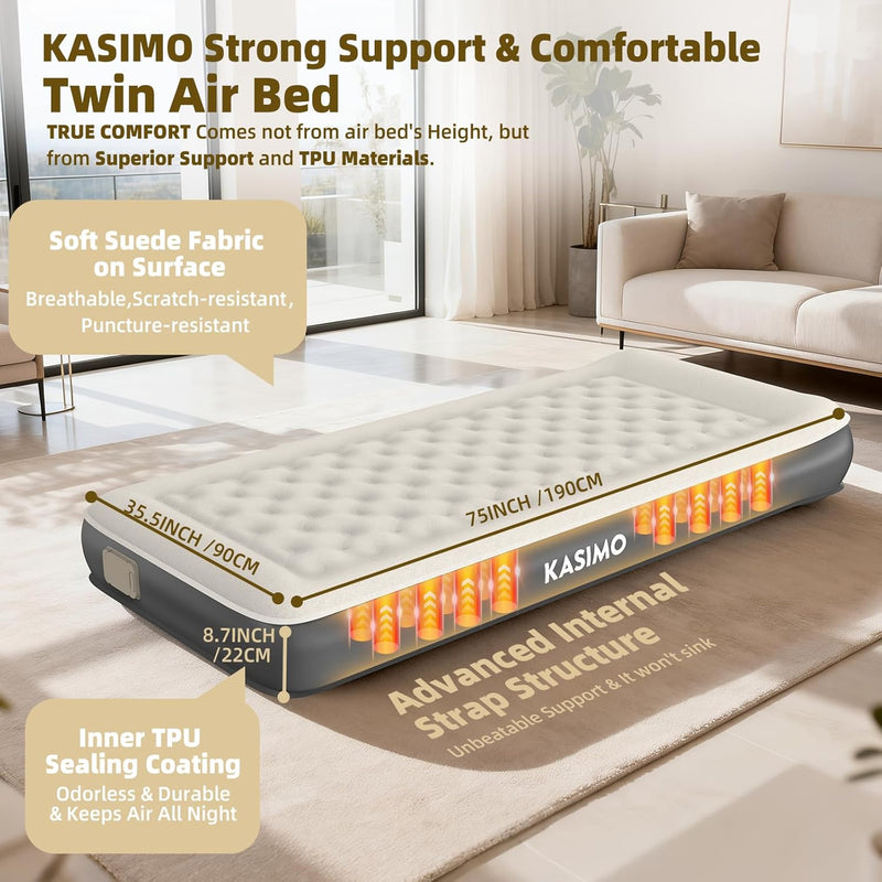 Inflatable Mattress Tpu Airbed with Built-In Battery